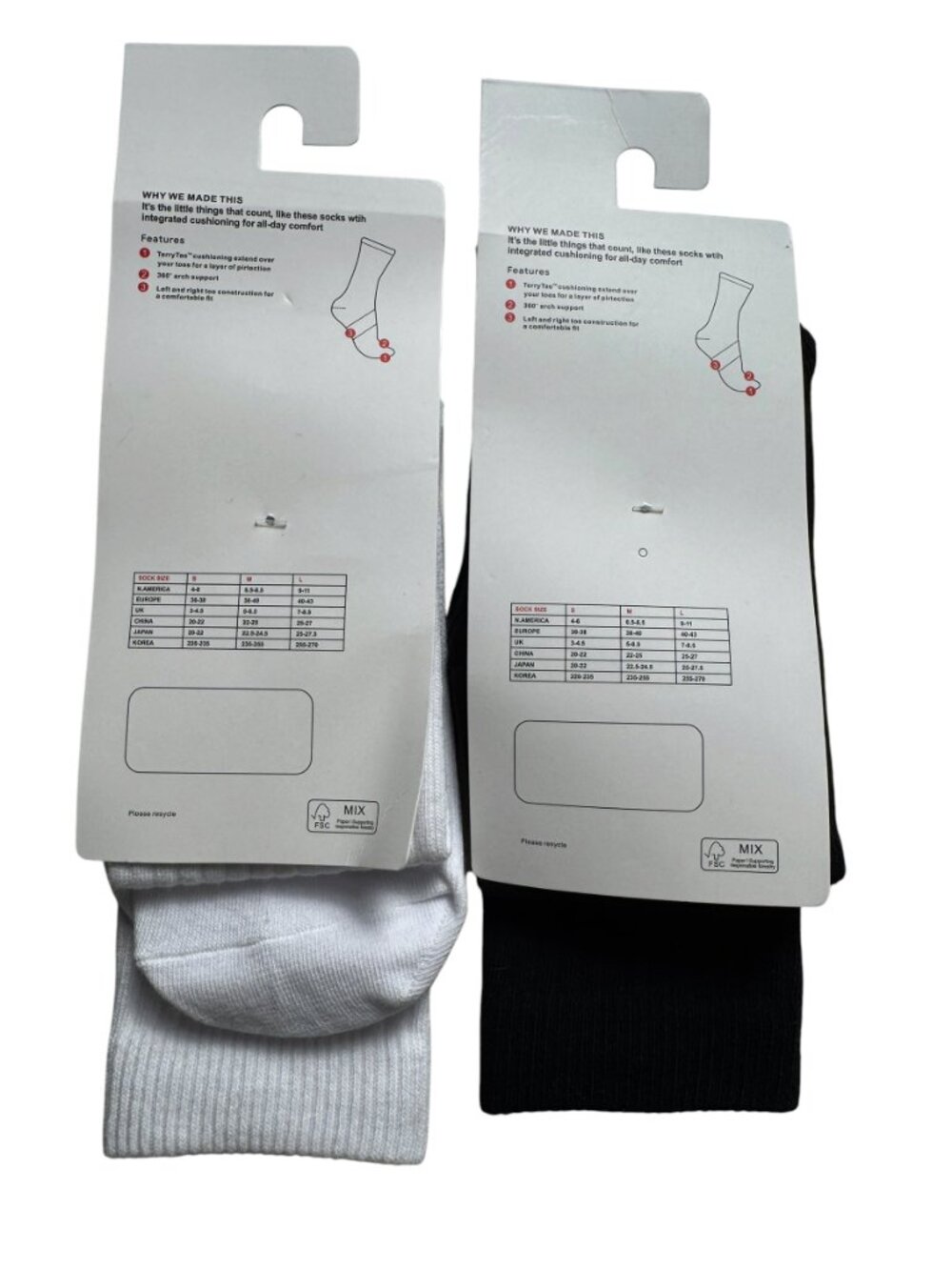 Lululemon Daily Stride Ribbed Crew Socks Medium Black White Lot of 2 NWT - Picture 4 of 6